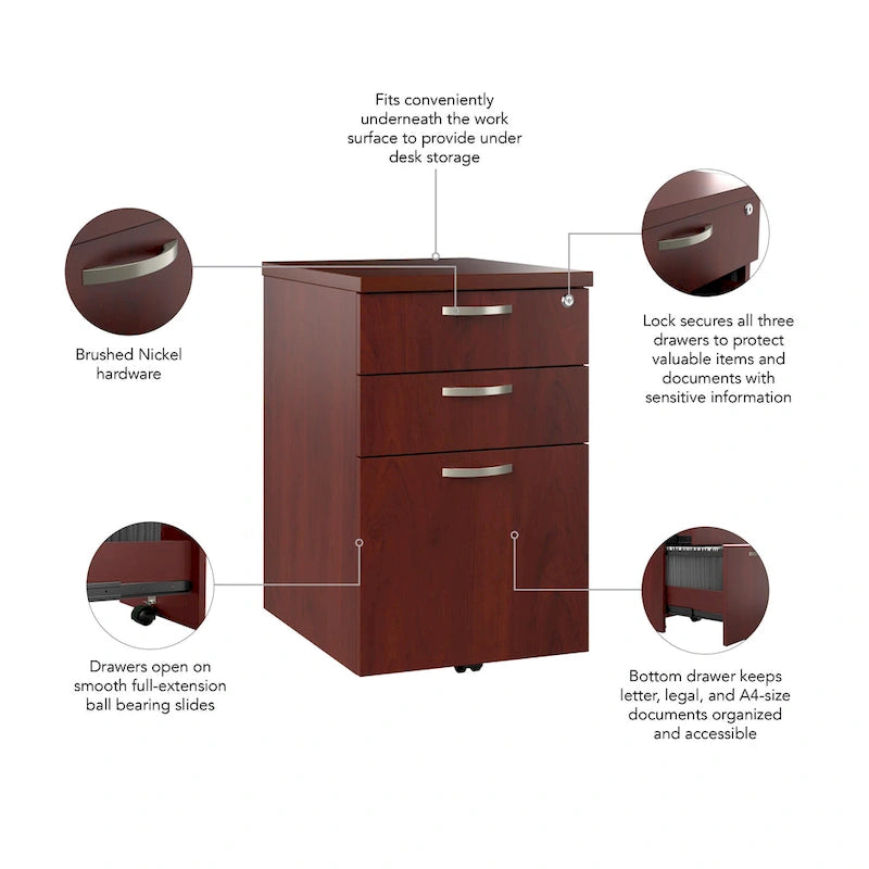 Caisson de rangement mobile verrouillable sur roulettes pour dossiers lettre et légaux pour bureau à domicile