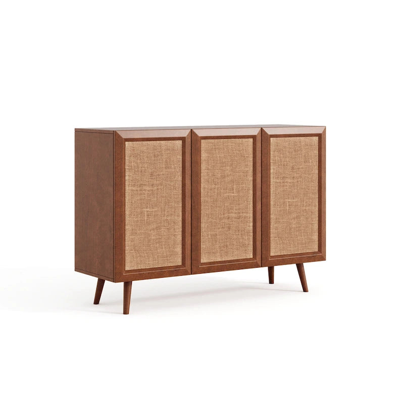Meuble TV console de rangement d'entrée de style ferme, buffet d'appoint avec portes et étagères