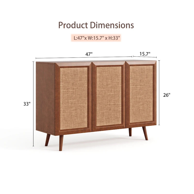 Meuble TV console de rangement d'entrée de style ferme, buffet d'appoint avec portes et étagères