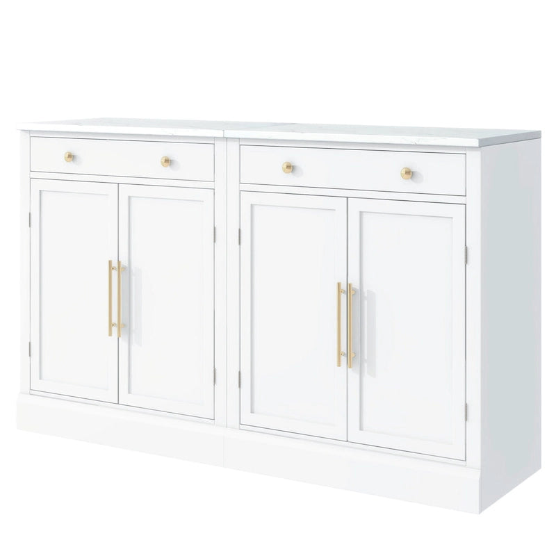 Garde-manger de cuisine moderne sur pied, buffet de rangement pour nourriture, meuble bar à café avec tiroir, 2 étagères réglables et 2 étagères de porte