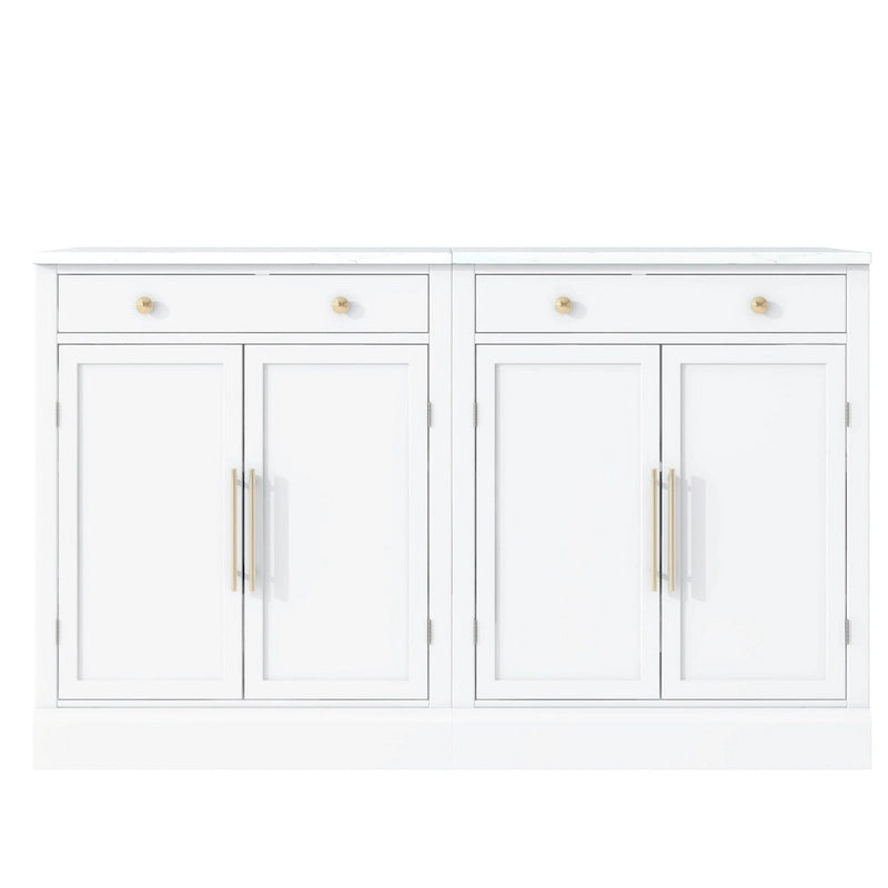 Garde-manger de cuisine moderne sur pied, buffet de rangement pour nourriture, meuble bar à café avec tiroir, 2 étagères réglables et 2 étagères de porte