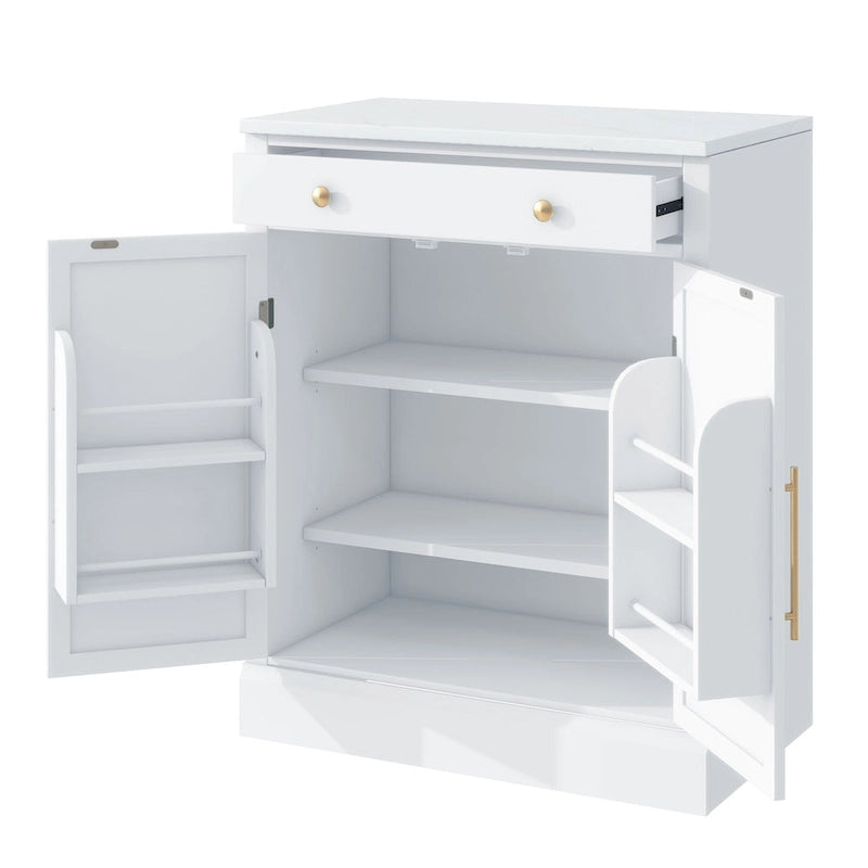 Garde-manger de cuisine moderne sur pied, buffet de rangement pour nourriture, meuble bar à café avec tiroir, 2 étagères réglables et 2 étagères de porte
