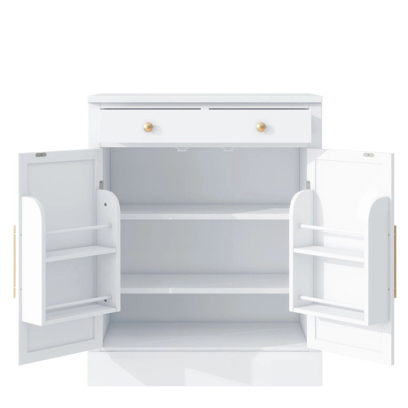 Garde-manger de cuisine moderne sur pied, buffet de rangement pour nourriture, meuble bar à café avec tiroir, 2 étagères réglables et 2 étagères de porte