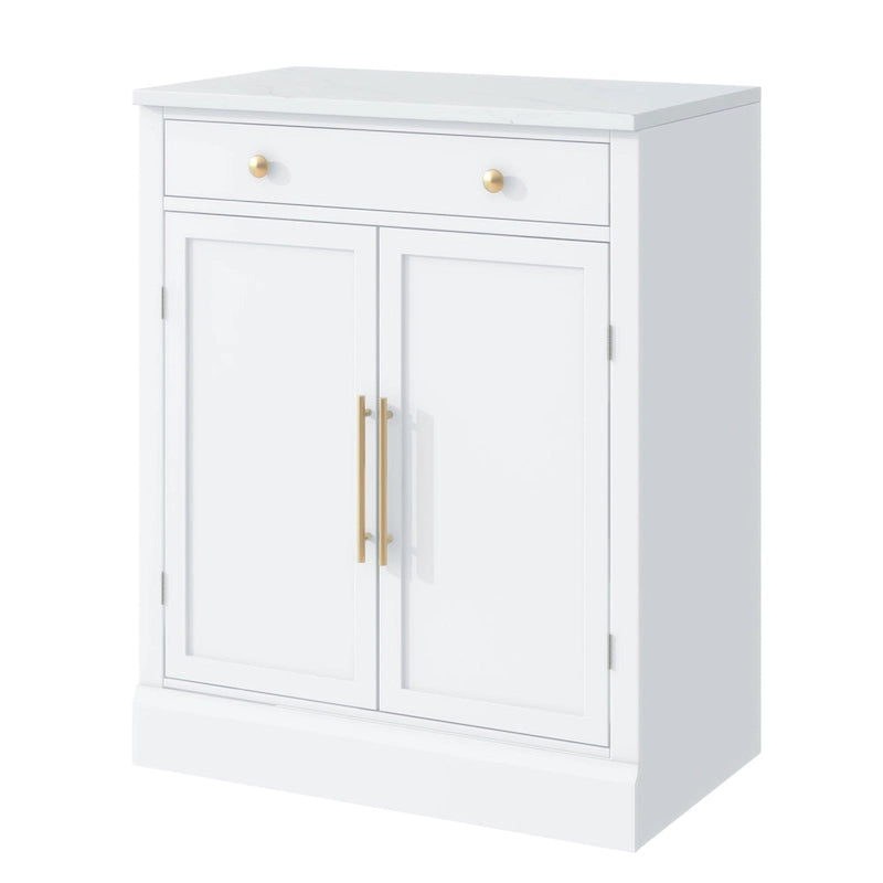 Garde-manger de cuisine moderne sur pied, buffet de rangement pour nourriture, meuble bar à café avec tiroir, 2 étagères réglables et 2 étagères de porte