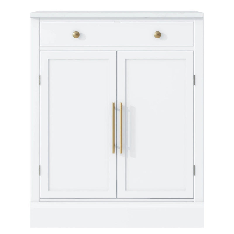 Garde-manger de cuisine moderne sur pied, buffet de rangement pour nourriture, meuble bar à café avec tiroir, 2 étagères réglables et 2 étagères de porte