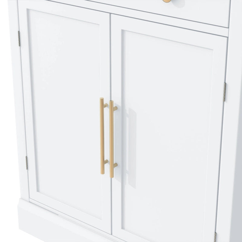 Garde-manger de cuisine moderne sur pied, buffet de rangement pour nourriture, meuble bar à café avec tiroir, 2 étagères réglables et 2 étagères de porte