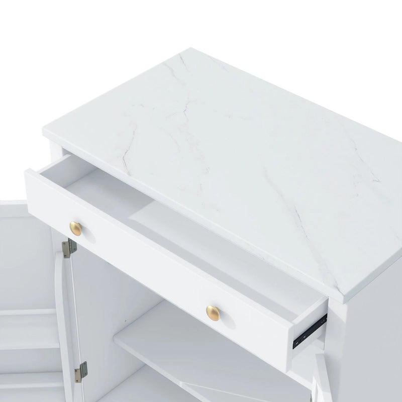 Garde-manger de cuisine moderne sur pied, buffet de rangement pour nourriture, meuble bar à café avec tiroir, 2 étagères réglables et 2 étagères de porte