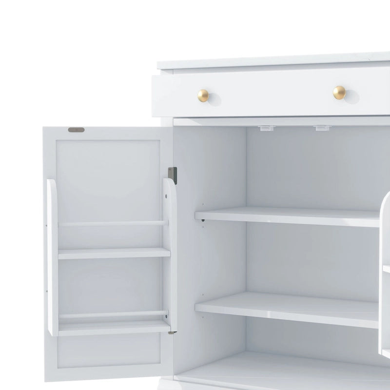 Garde-manger de cuisine moderne sur pied, buffet de rangement pour nourriture, meuble bar à café avec tiroir, 2 étagères réglables et 2 étagères de porte