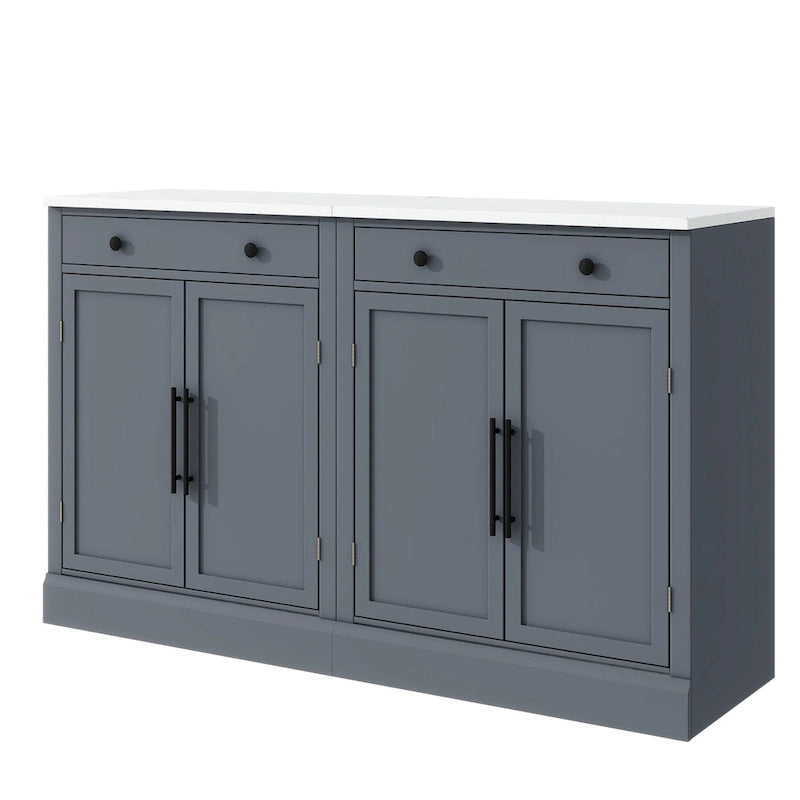 Garde-manger de cuisine moderne sur pied, buffet de rangement pour nourriture, meuble bar à café avec tiroir, 2 étagères réglables et 2 étagères de porte