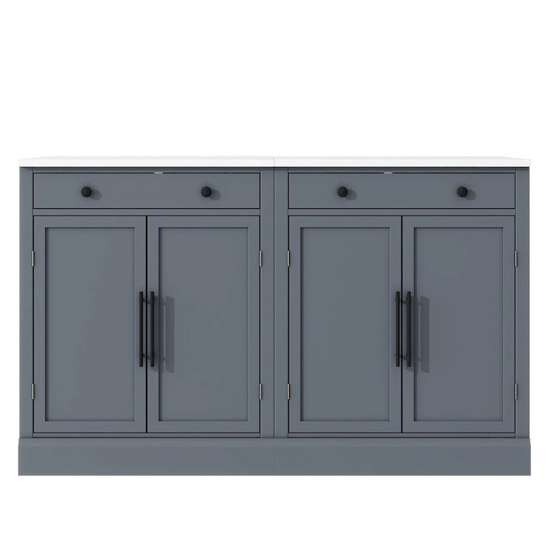 Garde-manger de cuisine moderne sur pied, buffet de rangement pour nourriture, meuble bar à café avec tiroir, 2 étagères réglables et 2 étagères de porte