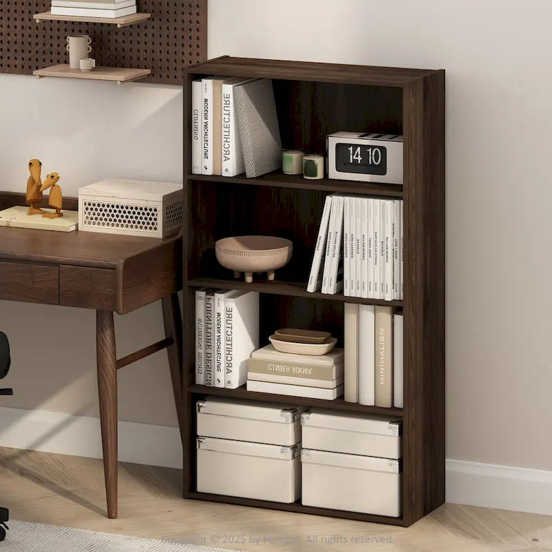 Bibliothèque ouverte simple à 4 niveaux avec cadre robuste pour la maison et le bureau