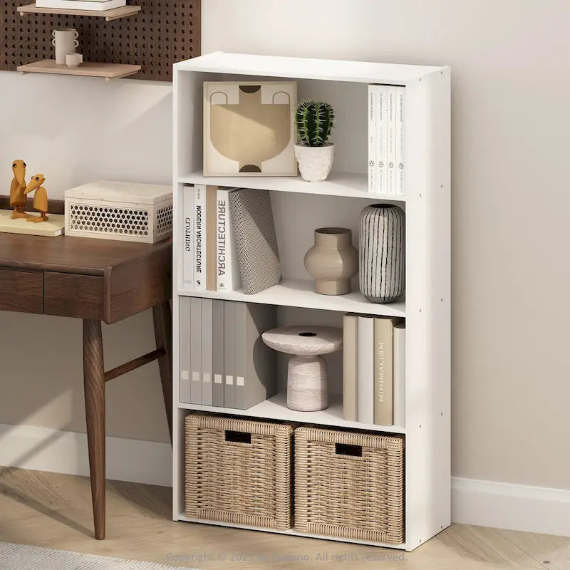 Bibliothèque ouverte simple à 4 niveaux avec cadre robuste pour la maison et le bureau