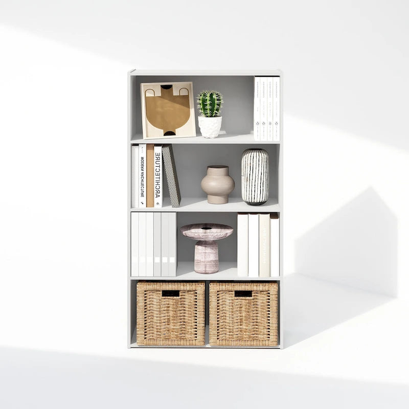 Bibliothèque ouverte simple à 4 niveaux avec cadre robuste pour la maison et le bureau