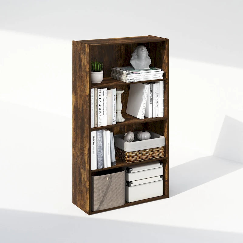 Bibliothèque ouverte simple à 4 niveaux avec cadre robuste pour la maison et le bureau