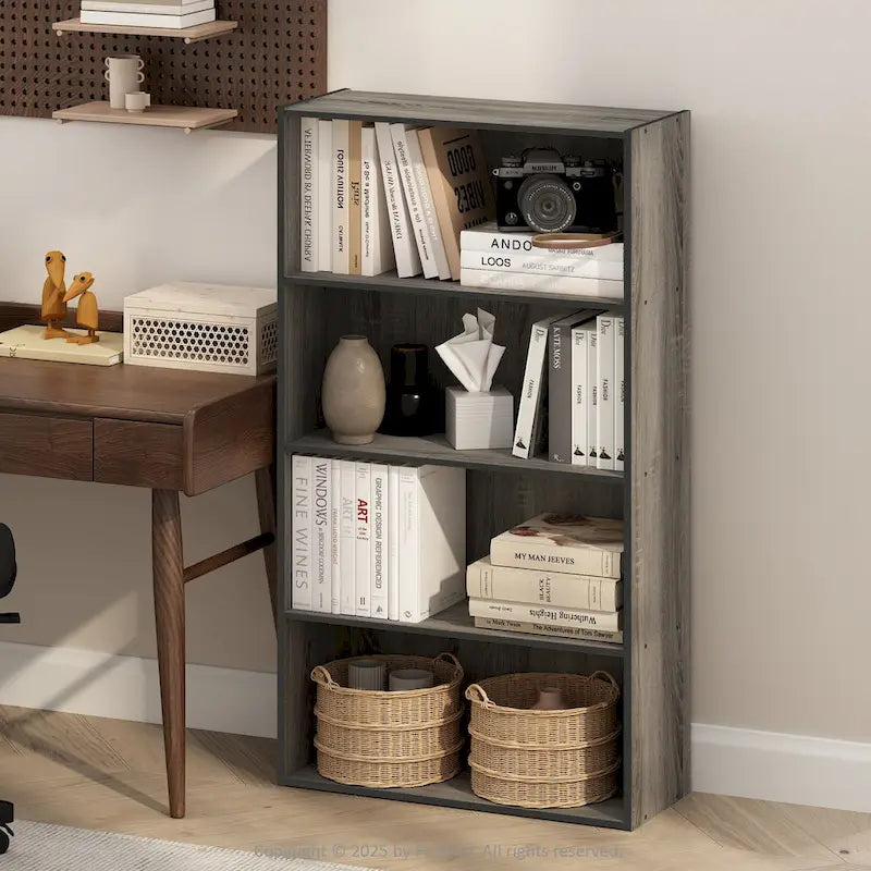 Bibliothèque ouverte simple à 4 niveaux avec cadre robuste pour la maison et le bureau