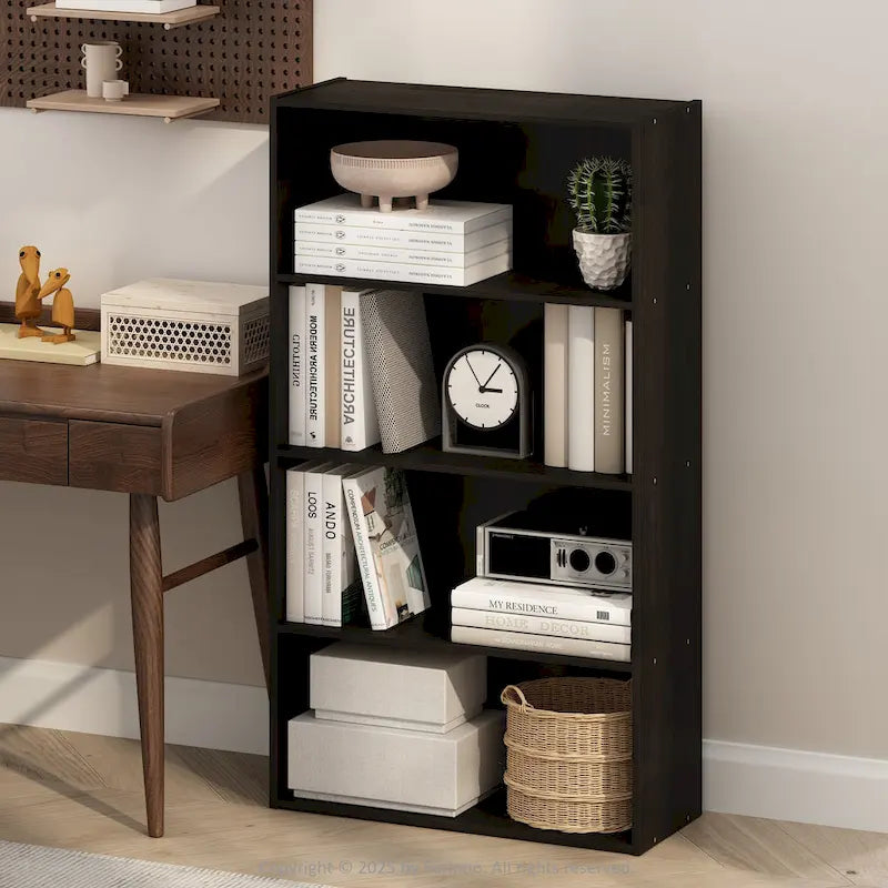 Bibliothèque ouverte simple à 4 niveaux avec cadre robuste pour la maison et le bureau