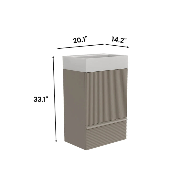 Meuble-lavabo simple, meuble-lavabo autoportant moderne à motif de grille avec poignée cachée, meuble de salle de bain en bois
