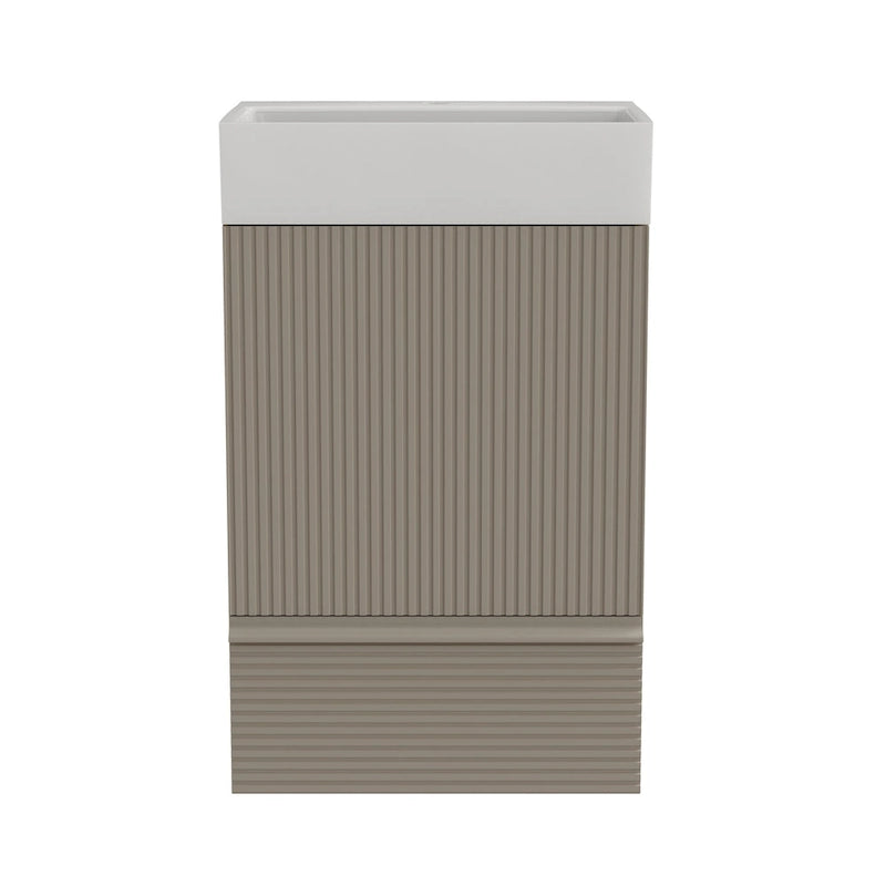 Meuble-lavabo simple, meuble-lavabo autoportant moderne à motif de grille avec poignée cachée, meuble de salle de bain en bois