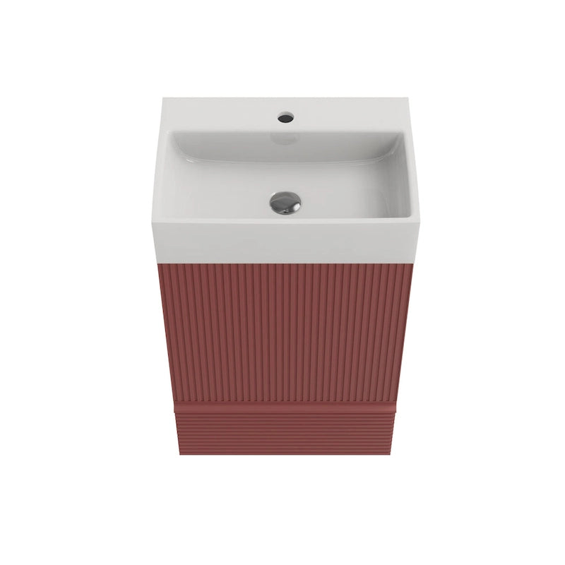 Meuble-lavabo simple, meuble-lavabo autoportant moderne à motif de grille avec poignée cachée, meuble de salle de bain en bois
