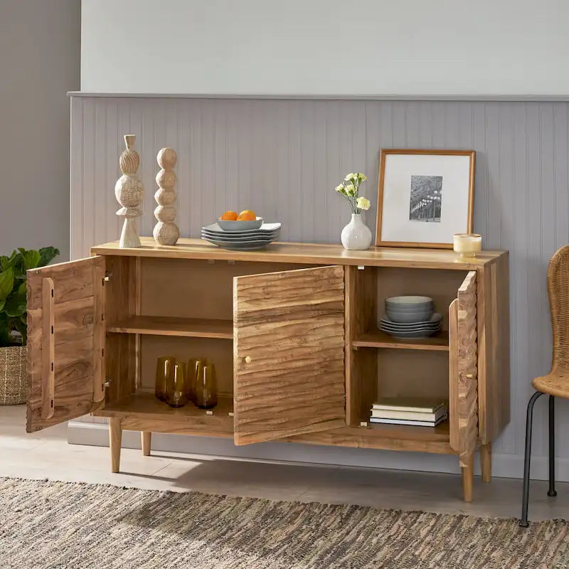 Buffet moderne 3 portes avec étagères intérieures réglables