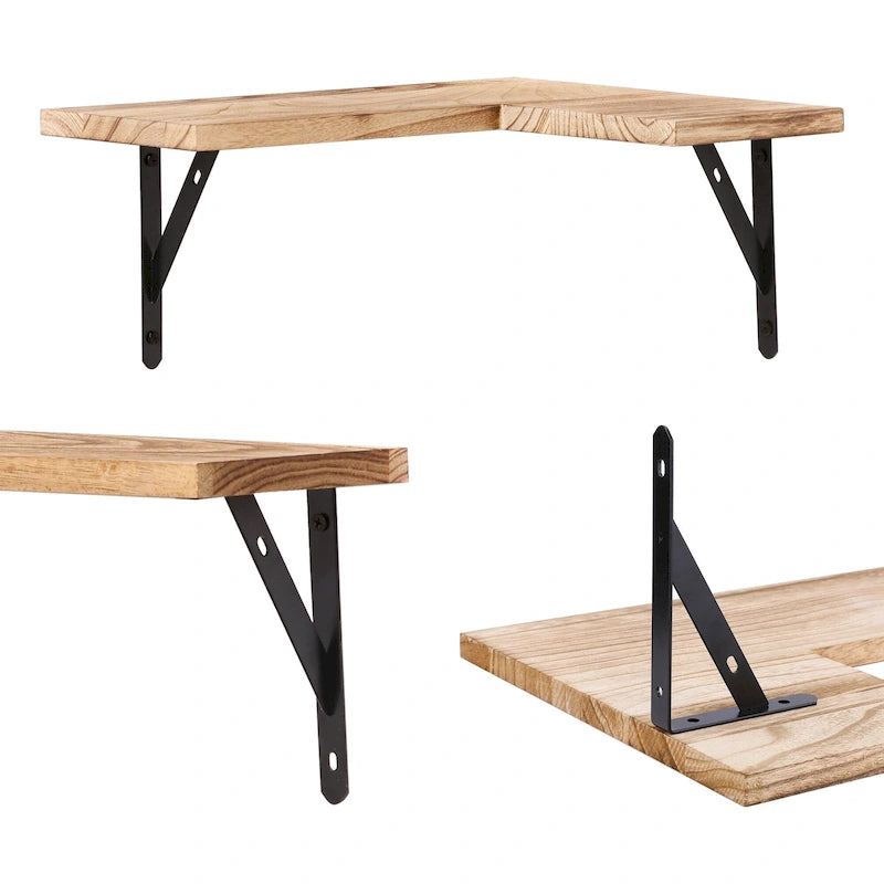 Étagères flottantes en bois lot de 3, étagères murales pour chambre à coucher, salle de bain, salon et décoration murale de cuisine 40 x 29 cm
