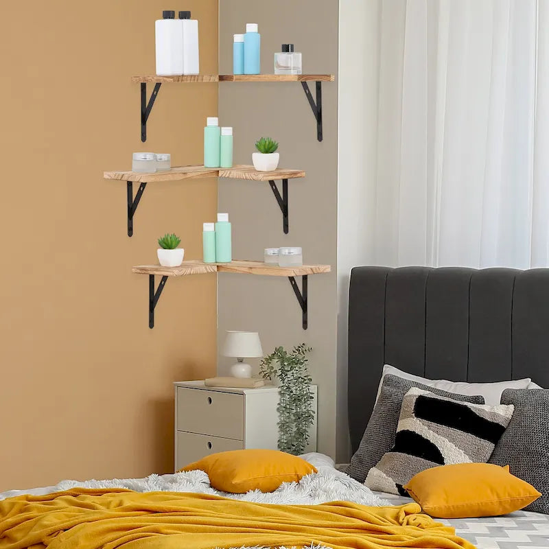 Étagères flottantes en bois lot de 3, étagères murales pour chambre à coucher, salle de bain, salon et décoration murale de cuisine 40 x 29 cm