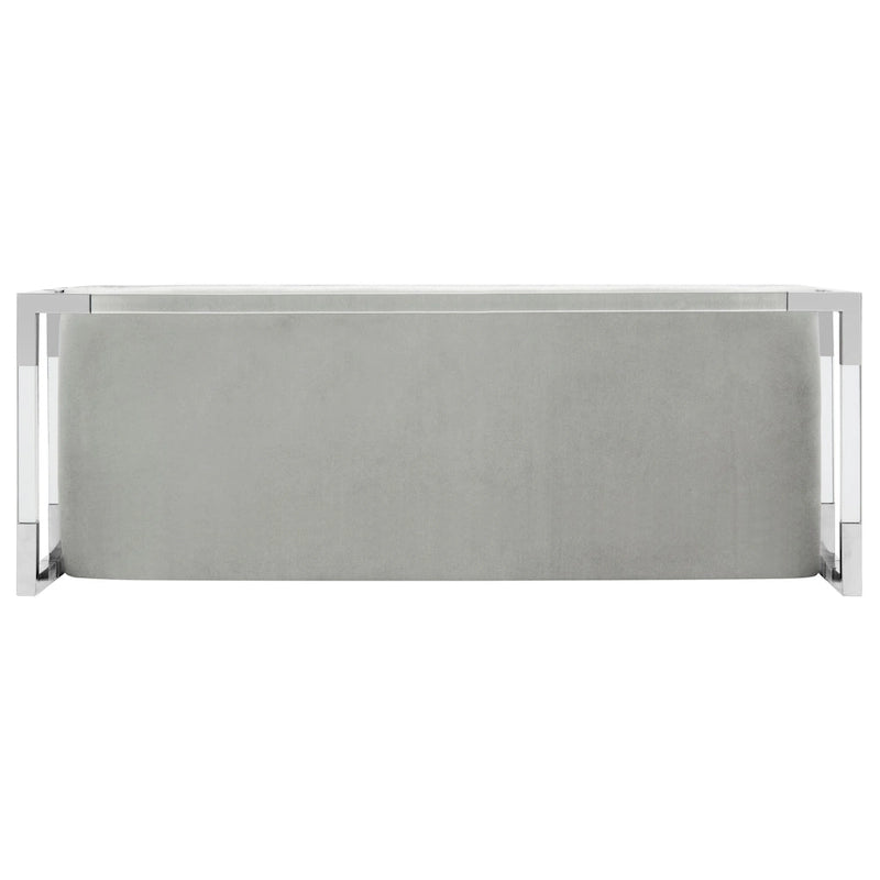 Banc d'appoint en acrylique gris avec siège rembourré pour salon ou chambre à coucher