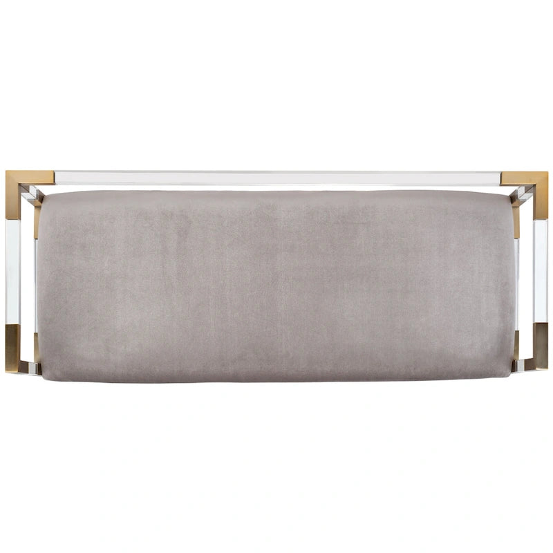 Banc d'appoint en acrylique gris avec siège rembourré pour salon ou chambre à coucher