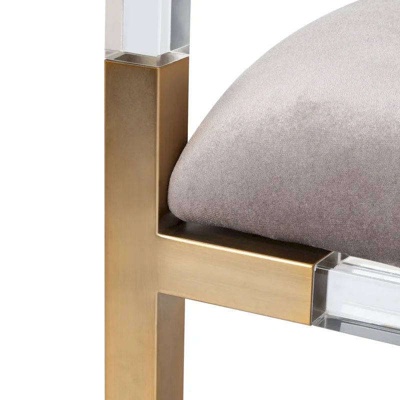 Banc d'appoint en acrylique gris avec siège rembourré pour salon ou chambre à coucher
