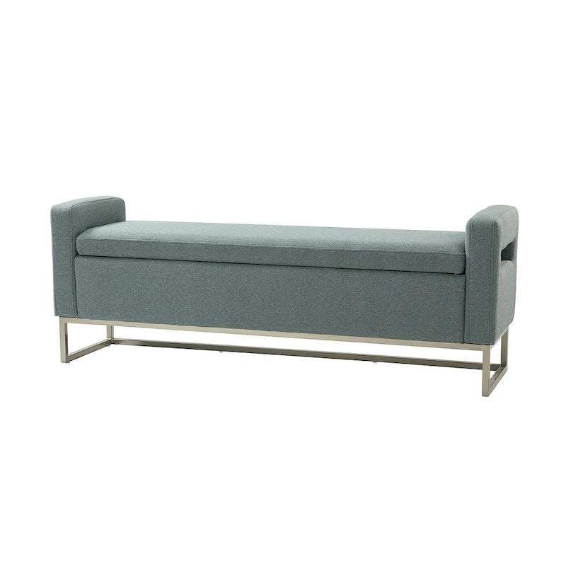 Banc moderne en lin rembourré avec espace de rangement dissimulé pour chambre ou entrée