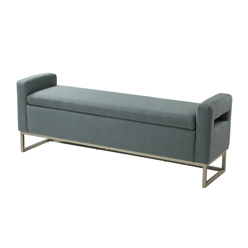 Banc moderne en lin rembourré avec espace de rangement dissimulé pour chambre ou entrée