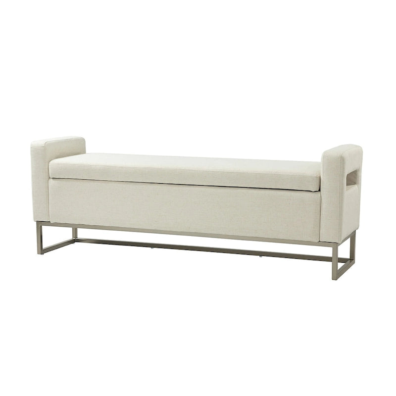 Banc moderne en lin rembourré avec espace de rangement dissimulé pour chambre ou entrée