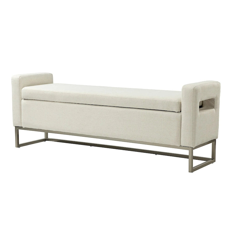 Banc moderne en lin rembourré avec espace de rangement dissimulé pour chambre ou entrée