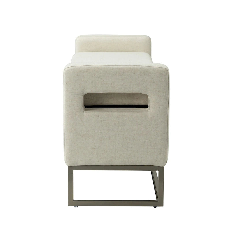 Banc moderne en lin rembourré avec espace de rangement dissimulé pour chambre ou entrée