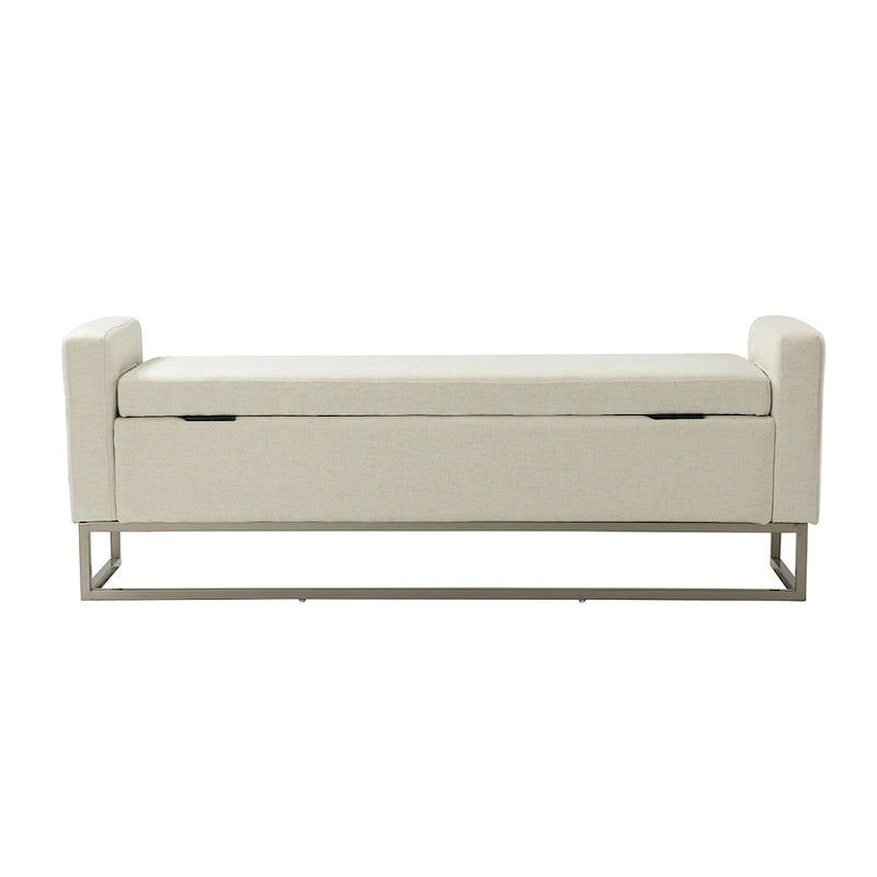 Banc moderne en lin rembourré avec espace de rangement dissimulé pour chambre ou entrée