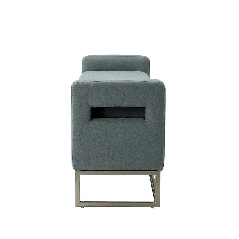 Banc moderne en lin rembourré avec espace de rangement dissimulé pour chambre ou entrée