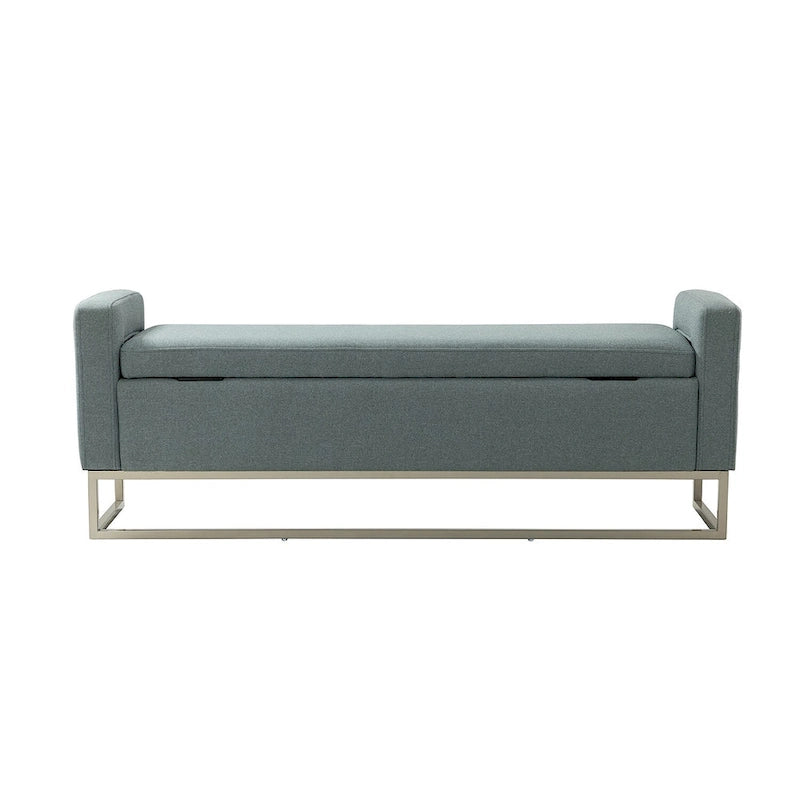Banc moderne en lin rembourré avec espace de rangement dissimulé pour chambre ou entrée