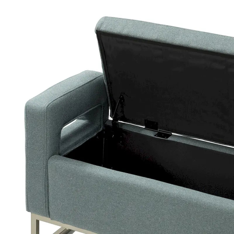 Banc moderne en lin rembourré avec espace de rangement dissimulé pour chambre ou entrée
