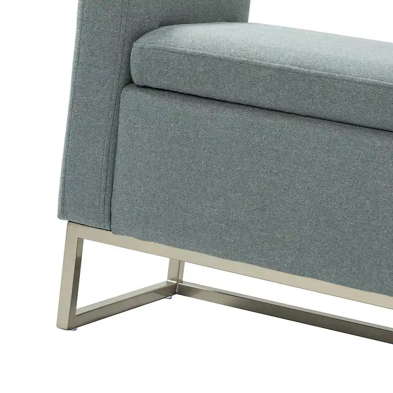 Banc moderne en lin rembourré avec espace de rangement dissimulé pour chambre ou entrée