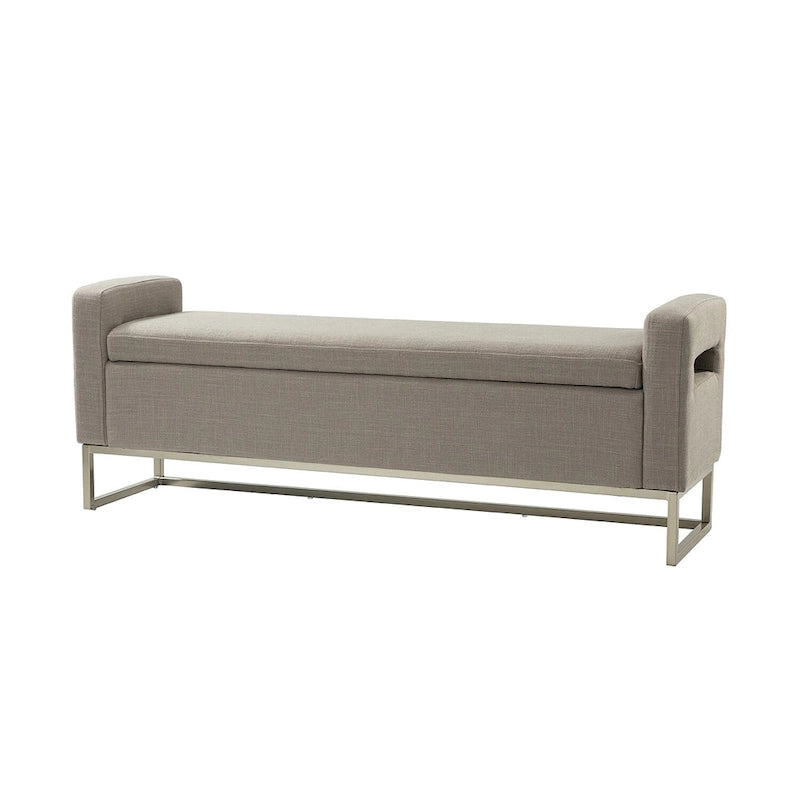 Banc moderne en lin rembourré avec espace de rangement dissimulé pour chambre ou entrée