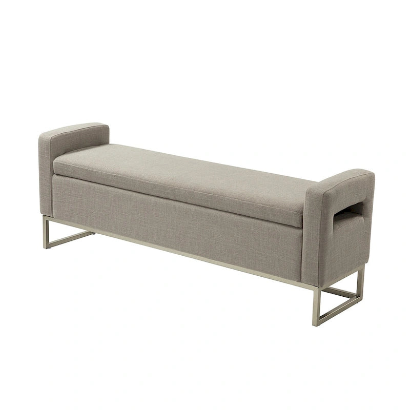 Banc moderne en lin rembourré avec espace de rangement dissimulé pour chambre ou entrée