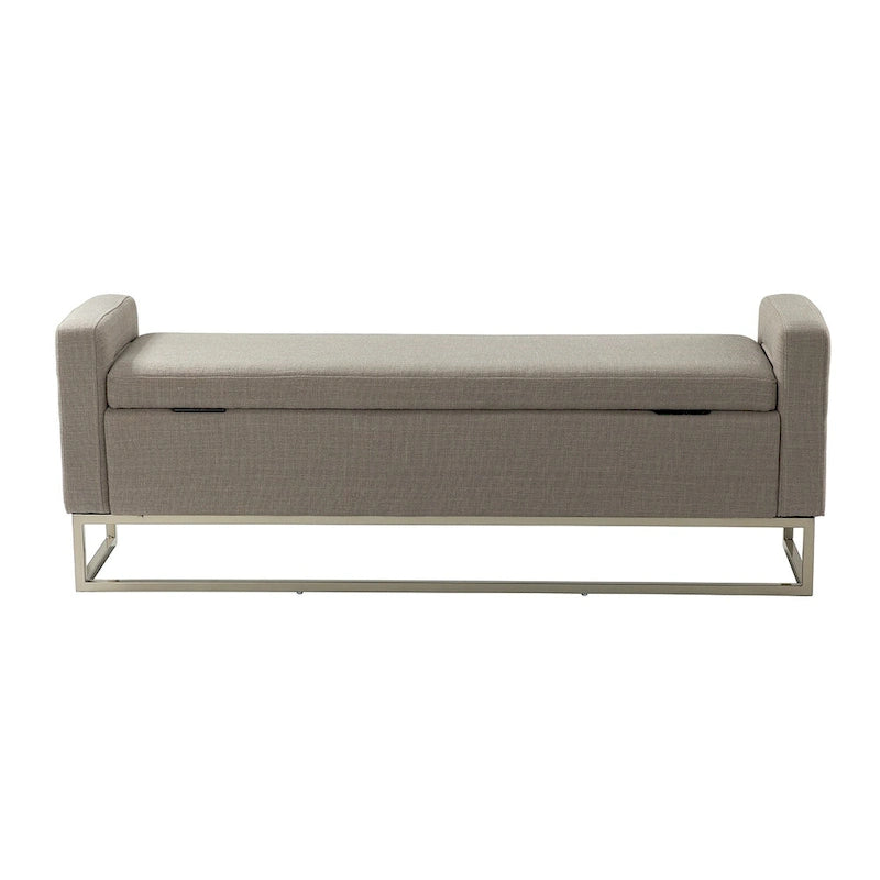 Banc moderne en lin rembourré avec espace de rangement dissimulé pour chambre ou entrée
