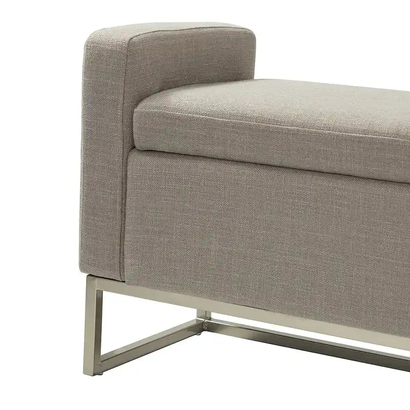 Banc moderne en lin rembourré avec espace de rangement dissimulé pour chambre ou entrée