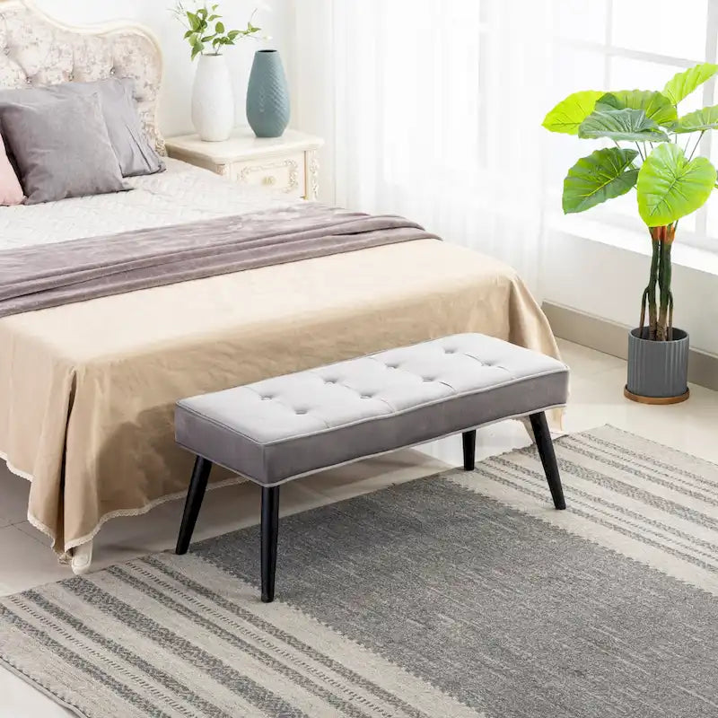 Banc ottoman de rangement capitonné en velours pour salon ou chambre à coucher