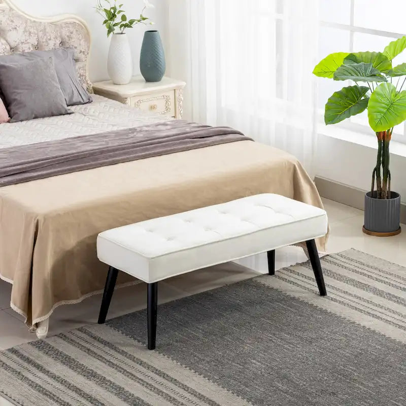 Banc ottoman de rangement capitonné en velours pour salon ou chambre à coucher