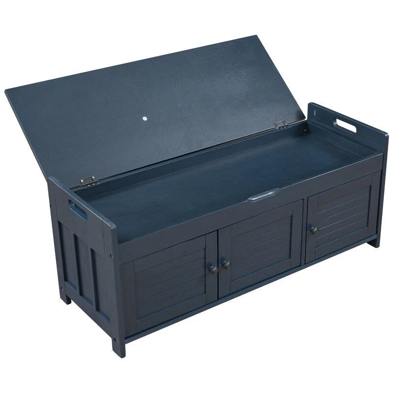 Banc de rangement à chaussures en bois avec coussin, banquette d'entrée avec étagère ajustable intégrée et plateau rabattable