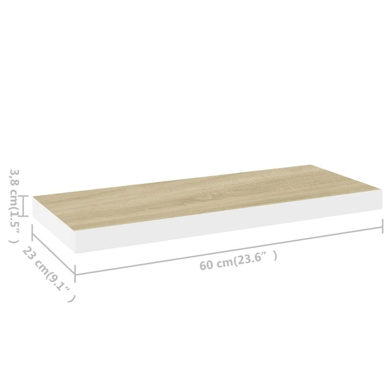 Étagères Murales Flottantes 2 pcs 60x23,5x3,8 cm MDF - 60 x 23,5 x 3,8 cm (L x l x H)