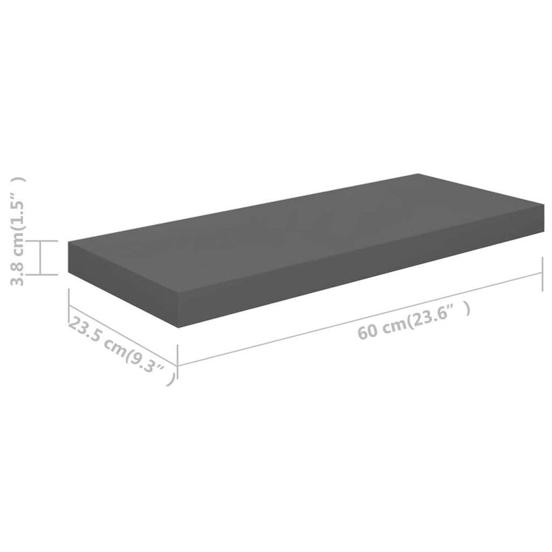 Étagères Murales Flottantes 2 pcs 60x23,5x3,8 cm MDF - 60 x 23,5 x 3,8 cm (L x l x H)