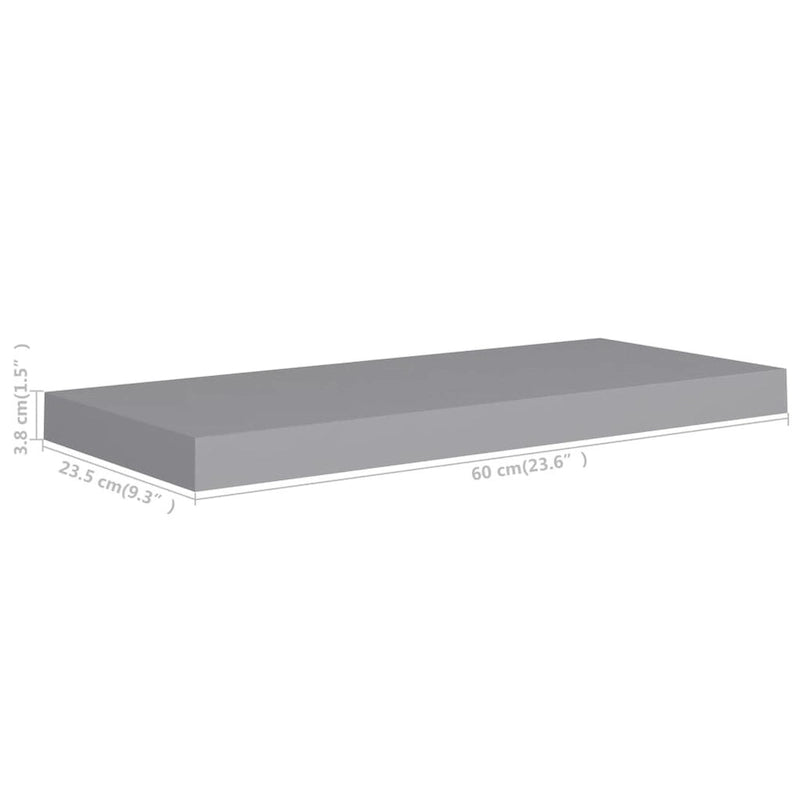Étagères Murales Flottantes 2 pcs 60x23,5x3,8 cm MDF - 60 x 23,5 x 3,8 cm (L x l x H)