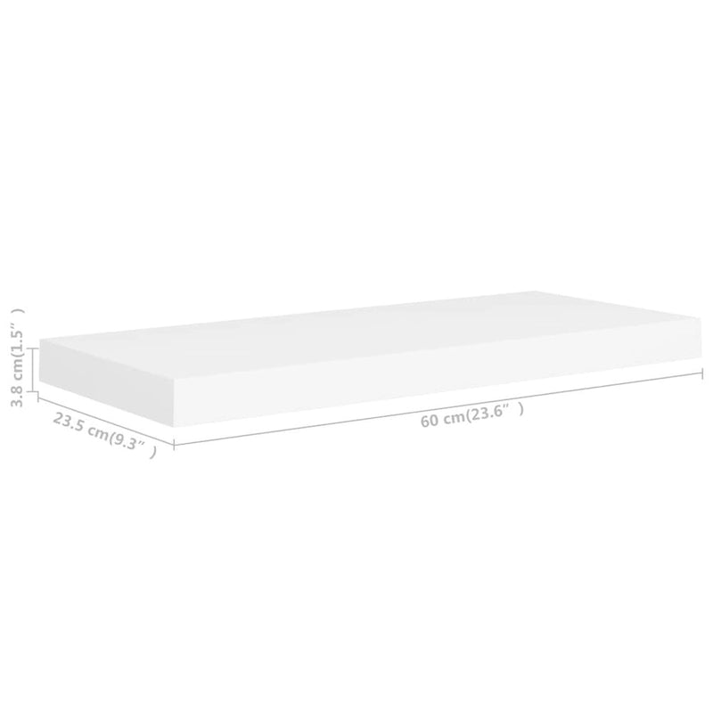 Étagères Murales Flottantes 2 pcs 60x23,5x3,8 cm MDF - 60 x 23,5 x 3,8 cm (L x l x H)